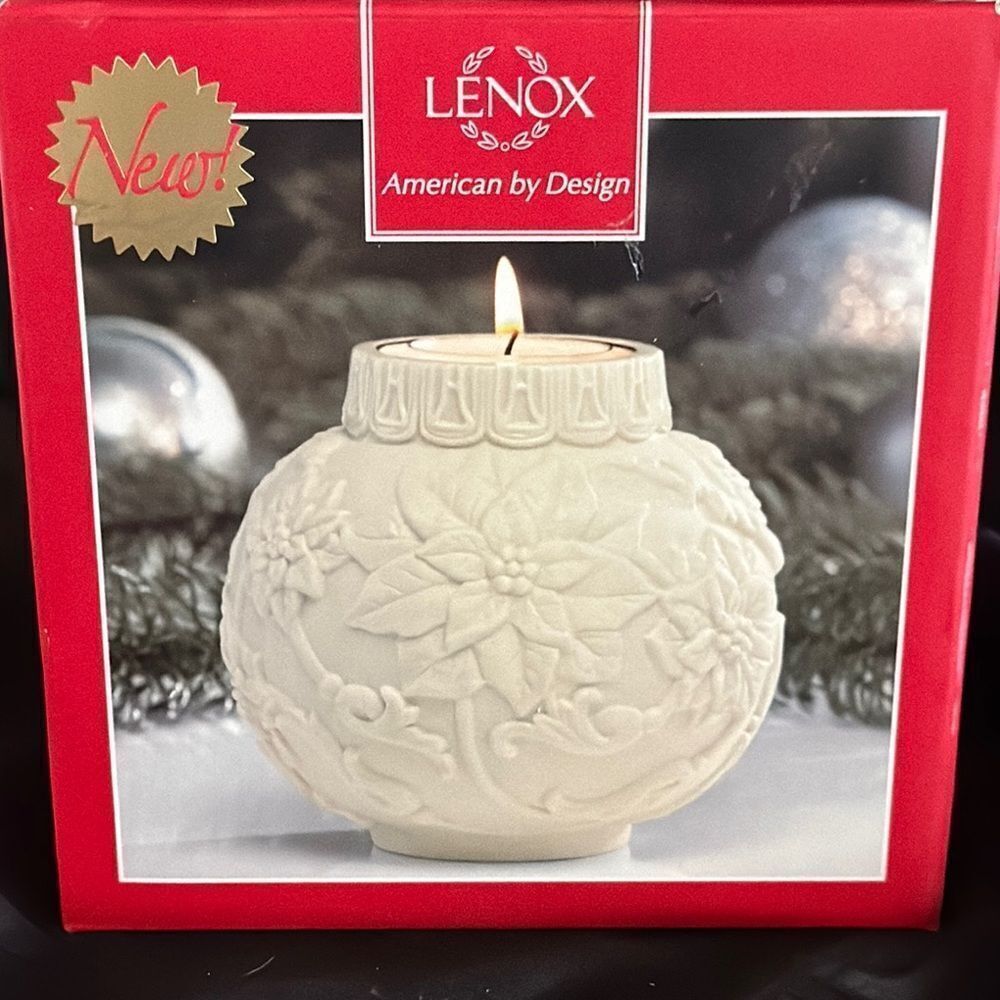 Lenox White ball Candle Holder